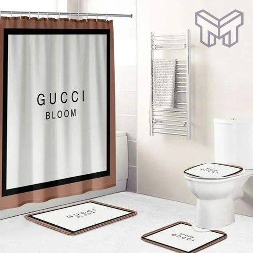 Gucci Bloom Bathroom Set Luxury Shower Curtain Bath Rug Mat Home Decor Shower Curtain And Rug Toilet Seat Lid Covers Bathroom Set