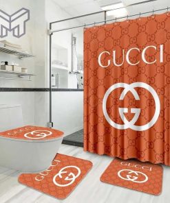 Gucci Fashion Logo Limited Luxury Brand Bathroom Set Home Decor 06 Shower Curtain And Rug Toilet Seat Lid Covers Bathroom Set