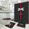 Gucci Fashion Logo Limited Luxury Brand Bathroom Set Home Decor 07 Shower Curtain And Rug Toilet Seat Lid Covers Bathroom Set