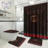 Gucci Fashion Logo Limited Luxury Brand Bathroom Set Home Decor 20 Shower Curtain And Rug Toilet Seat Lid Covers Bathroom Set