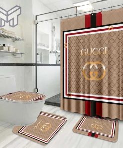 Gucci Fashion Logo Limited Luxury Brand Bathroom Set Home Decor 25 Shower Curtain And Rug Toilet Seat Lid Covers Bathroom Set