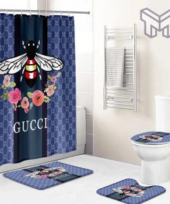 Gucci Fashion Logo Limited Luxury Brand Bathroom Set Home Decor 36 Shower Curtain And Rug Toilet Seat Lid Covers Bathroom Set