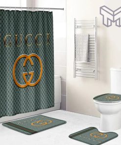 Gucci Fashion Logo Limited Luxury Brand Bathroom Set Home Decor 39 Shower Curtain And Rug Toilet Seat Lid Covers Bathroom Set