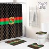 Gucci Fashion Logo Limited Luxury Brand Bathroom Set Home Decor 40 Shower Curtain And Rug Toilet Seat Lid Covers Bathroom Set