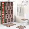 Gucci Fashion Logo Limited Luxury Brand Bathroom Set Home Decor 47 Shower Curtain And Rug Toilet Seat Lid Covers Bathroom Set