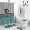 Gucci Fashion Luxury Brand Premium Bathroom Set Home Decor Shower Curtain And Rug Toilet Seat Lid Covers Bathroom Set