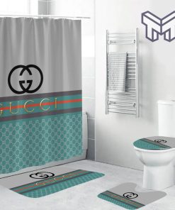 Gucci Fashion Luxury Brand Premium Bathroom Set Home Decor Shower Curtain And Rug Toilet Seat Lid Covers Bathroom Set