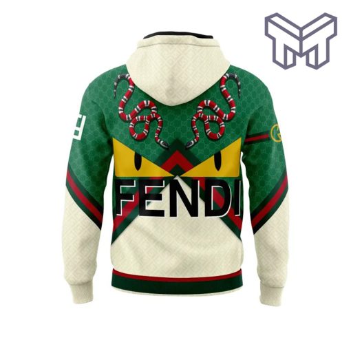 Gucci Fendi Snake Green Unisex 3D Hoodie 3D T-Shirt Zip 3D Hoodie Outfit For Men Women Luxury Brand Clothing1