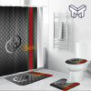 Gucci Grey Fashion Luxury Brand Premium Bathroom Set Home Decor Shower Curtain And Rug Toilet Seat Lid Covers Bathroom Set