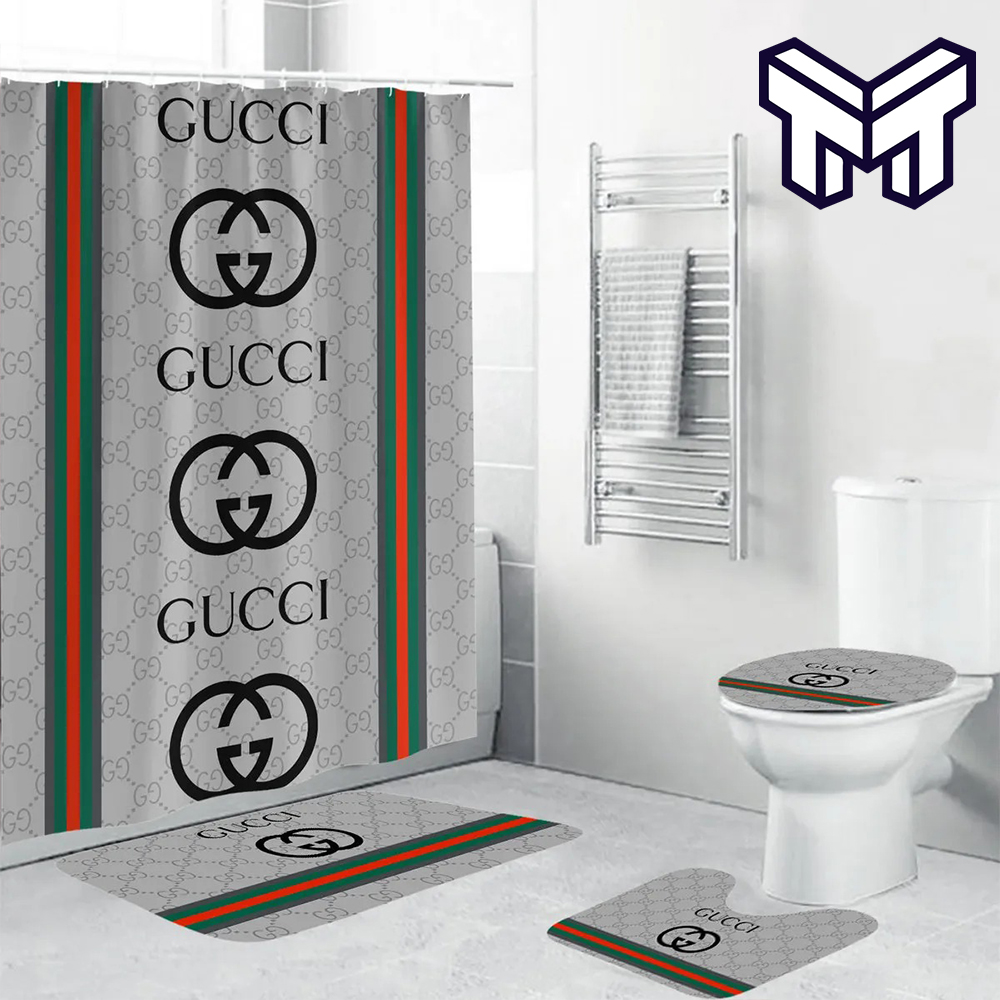 Gucci GC logo luxury bathroom set Italy beige shower curtain
