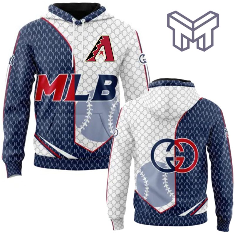 Gucci MLB Arizona Diamondbacks Navy White Unisex 3D Hoodie 3D T-Shirt Zip 3D Hoodie Outfit For Men Women Luxury Brand Clothing