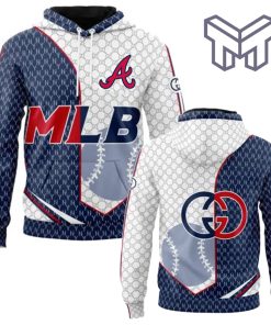 Gucci MLB Atlanta Braves Navy White Unisex 3D Hoodie 3D T-Shirt Zip 3D Hoodie Outfit For Men Women Luxury Brand Clothing