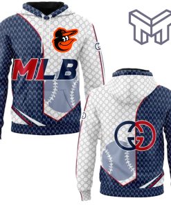 Gucci MLB Baltimore Orioles Navy White Unisex 3D Hoodie 3D T-Shirt Zip 3D Hoodie Outfit For Men Women Luxury Brand Clothing