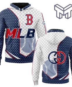 Gucci MLB Boston Red Sox Navy White Unisex 3D Hoodie 3D T-Shirt Zip 3D Hoodie Outfit For Men Women Luxury Brand Clothing