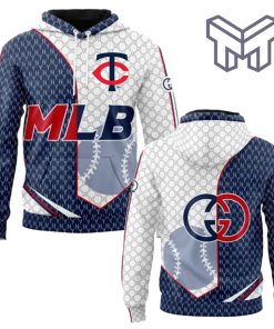 Gucci MLB Minnesota Twins Navy White Unisex 3D Hoodie 3D T-Shirt Zip 3D Hoodie Outfit For Men Women Luxury Brand Clothing