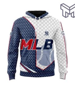 Gucci MLB New York Yankees Navy White Unisex 3D Hoodie 3D T-Shirt Zip 3D Hoodie Outfit For Men Women Luxury Brand Clothing