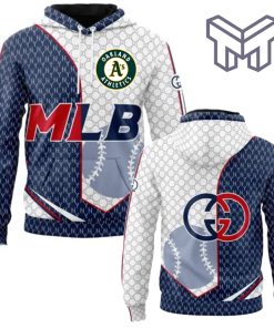 Gucci MLB Oakland Athletics Navy White Unisex 3D Hoodie 3D T-Shirt Zip 3D Hoodie Outfit For Men Women Luxury Brand Clothing