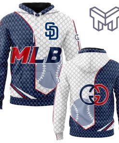 Gucci MLB San Diego Padres Navy White Unisex 3D Hoodie 3D T-Shirt Zip 3D Hoodie Outfit For Men Women Luxury Brand Clothing