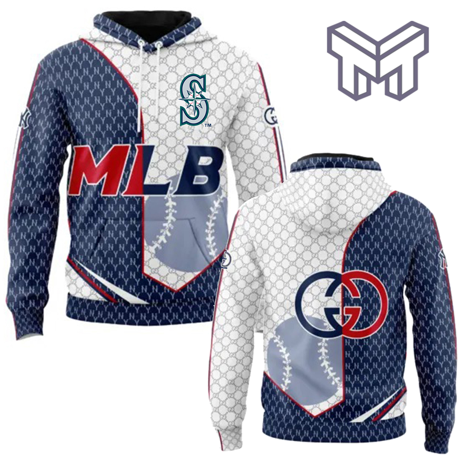 Seattle Mariners MLB White 3D Hoodie Zip Up Hoodie - T-shirts Low Price