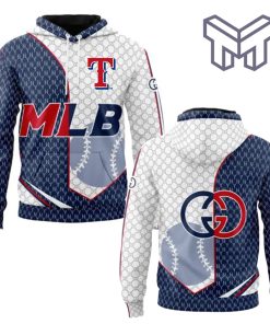 Gucci MLB Texas Rangers Navy White Unisex 3D Hoodie 3D T-Shirt Zip 3D Hoodie Outfit For Men Women Luxury Brand Clothing