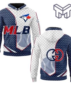 Gucci MLB Toronto Blue Jays Navy White Unisex 3D Hoodie 3D T-Shirt Zip 3D Hoodie Outfit For Men Women Luxury Brand Clothing