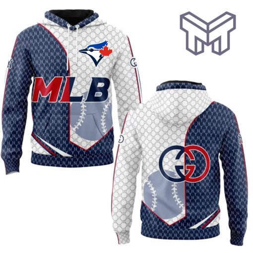 Gucci MLB Toronto Blue Jays Navy White Unisex 3D Hoodie 3D T-Shirt Zip 3D Hoodie Outfit For Men Women Luxury Brand Clothing