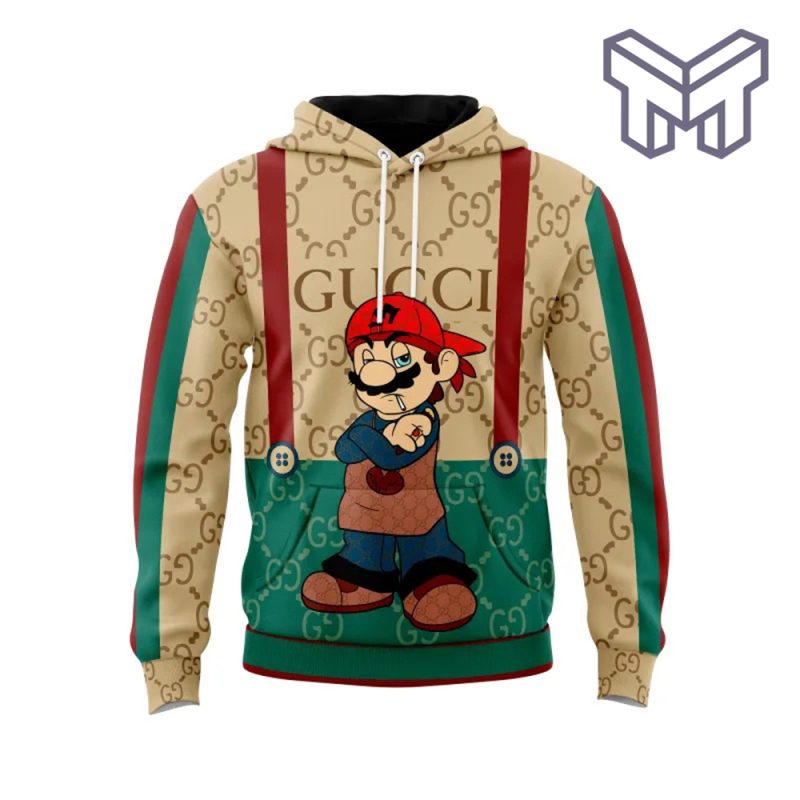 Gucci Mario Beige Green Unisex 3D Hoodie 3D T-Shirt Zip 3D Hoodie Outfit For Men Women Luxury Brand Clothing Special Gift