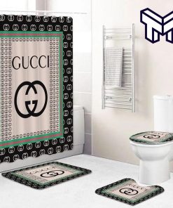 Gucci New Fashion Luxury Brand Premium Bathroom Set Home Decor Shower Curtain And Rug Toilet Seat Lid Covers Bathroom Set