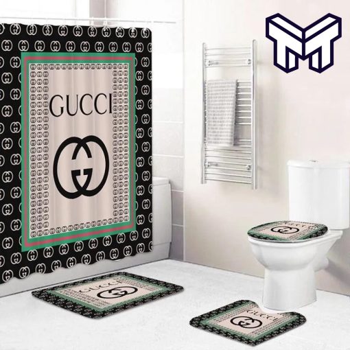 Gucci New Fashion Luxury Brand Premium Bathroom Set Home Decor Shower Curtain And Rug Toilet Seat Lid Covers Bathroom Set