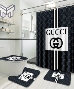 Gucci New Hot Luxury Brand Logo Premium Bathroom Set Home Decor Shower Curtain And Rug Toilet Seat Lid Covers Bathroom Set