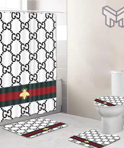 Gucci New Premium Fashion Luxury Brand Bathroom Set Home Decor Shower Curtain And Rug Toilet Seat Lid Covers Bathroom Set