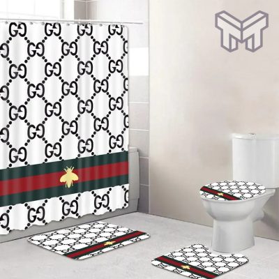 Gucci New Premium Fashion Luxury Brand Bathroom Set Home Decor Shower Curtain And Rug Toilet Seat Lid Covers Bathroom Set