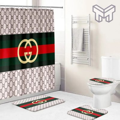 Gucci New Premium Fashion Luxury Brand Bathroom Set Home Decor kIg Shower Curtain And Rug Toilet Seat Lid Covers Bathroom Set