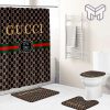 Gucci Premium Fashion Logo Luxury Brand Bathroom Set Home Decor Shower Curtain And Rug Toilet Seat Lid Covers Bathroom Set