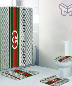 Gucci Premium Fashion Luxury Brand Bathroom Set Home Decor Shower Curtain And Rug Toilet Seat Lid Covers Bathroom Set