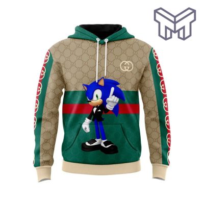 Gucci Sonic Beige Green Unisex 3D Hoodie 3D T-Shirt Zip 3D Hoodie Outfit For Men Women Luxury Brand Clothing Special Gift