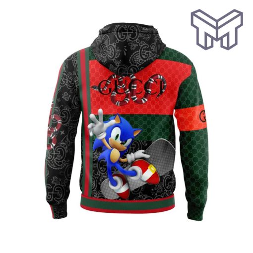 Gucci Sonic Snake Red Black Green Unisex Hoodie Outfit For Men Women Luxury Brand Clothing Special Gift1