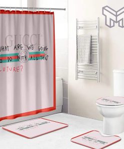 Gucci What Are We Going To Do With All This Premium Fashion Luxury Brand Bathroom Set Home Decor Shower Curtain And Rug Toilet Seat Lid Covers Bathroom Set