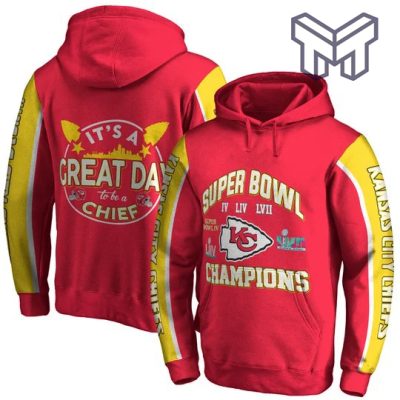 It Is A Great Day To Be A Chief Kansas City Chiefs Super Bowl Champion 2023 Unisex 3D Hoodie 3D T-Shirt Zip 3D Hoodie