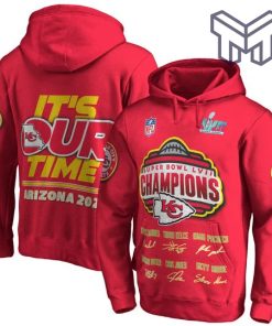 It Is Our Time Team' Signatures Kansas City Chiefs Super Bowl Champion 2023 Unisex 3D Hoodie 3D T-Shirt Zip 3D Hoodie