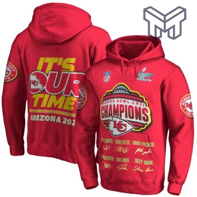 It Is Our Time Team' Signatures Kansas City Chiefs Super Bowl Champion 2023 Unisex 3D Hoodie 3D T-Shirt Zip 3D Hoodie