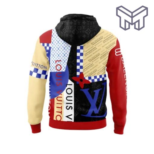 Louis Vuitton Balenciaga Multicolor Unisex 3D Hoodie 3D T-Shirt Zip 3D Hoodie Outfit For Men Women Luxury Brand Clothing