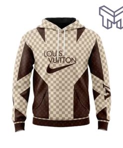 Louis Vuitton Beige Brown Unisex 3D Hoodie 3D T-Shirt Zip 3D Hoodie Outfit For Men Women Luxury Brand Clothing