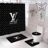 Louis Vuitton Black Fashion Luxury Brand Premium Bathroom Set Shower Curtain Bath Mat Set Home Decor Shower Curtain And Rug Toilet Seat Lid Covers Bathroom Set