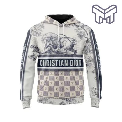 Louis Vuitton Christian Dior Lion Unisex 3D Hoodie 3D T-Shirt Zip 3D Hoodie Outfit For Men Women Luxury Brand Clothing