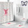 Louis Vuitton Colorful Fashion Luxury Brand Premium Bathroom Set Home Decor Shower Curtain And Rug Toilet Seat Lid Covers Bathroom Set