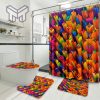 Louis Vuitton Colorful Luxury Brand Premium Bathroom Set Home Decor Shower Curtain And Rug Toilet Seat Lid Covers Bathroom Set