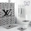 Louis Vuitton Fashion Logo Limited Luxury Brand Bathroom Set Home Decor 06 Shower Curtain And Rug Toilet Seat Lid Covers Bathroom Set
