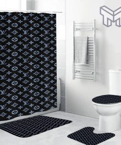 Louis Vuitton Fashion Logo Limited Luxury Brand Bathroom Set Home Decor 08 Shower Curtain And Rug Toilet Seat Lid Covers Bathroom Set