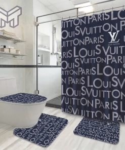 Louis Vuitton Fashion Logo Limited Luxury Brand Bathroom Set Home Decor 20 Shower Curtain And Rug Toilet Seat Lid Covers Bathroom Set